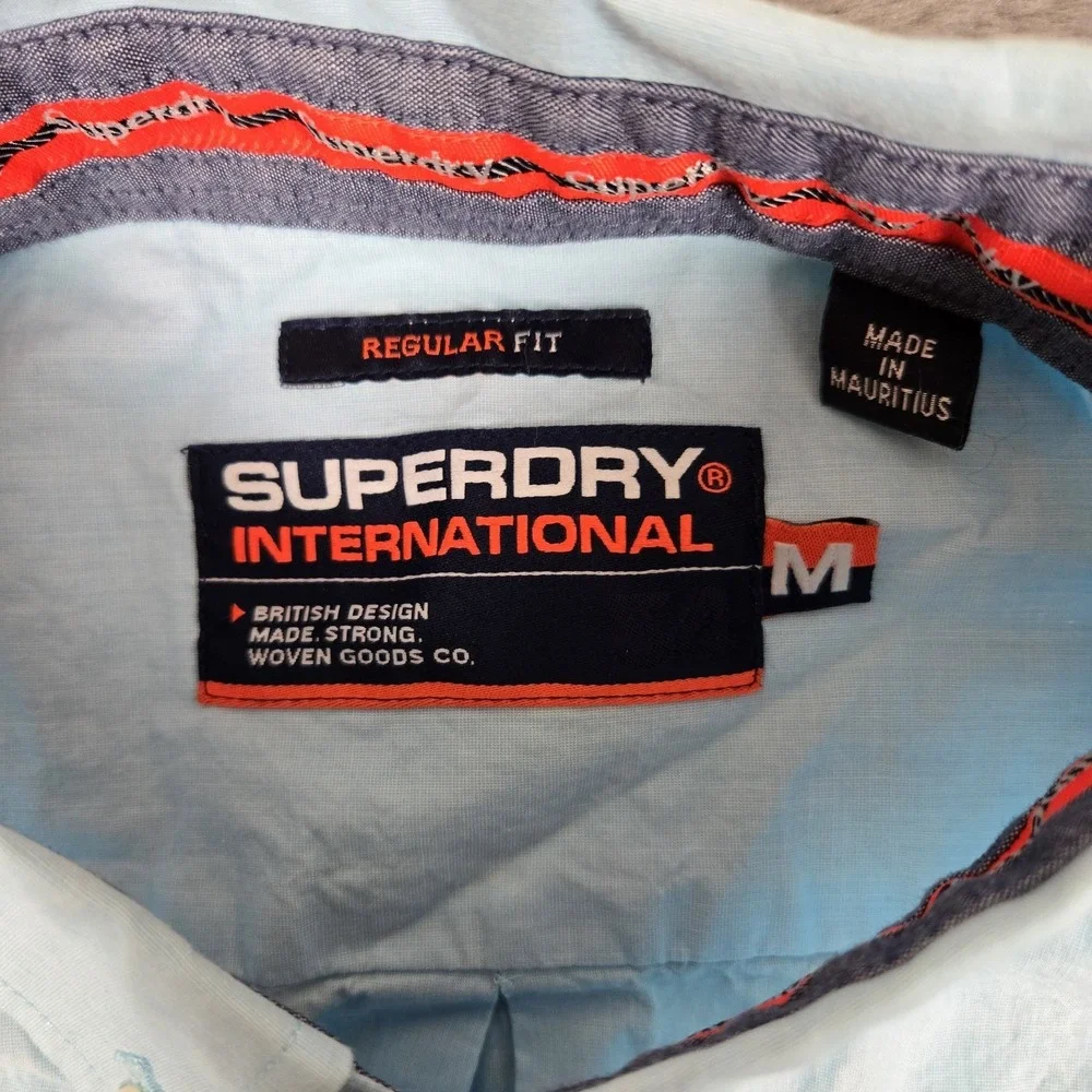 Superdry Button Down Shirt Mens Medium‎ Loght Blue Dress Long Sleeve
